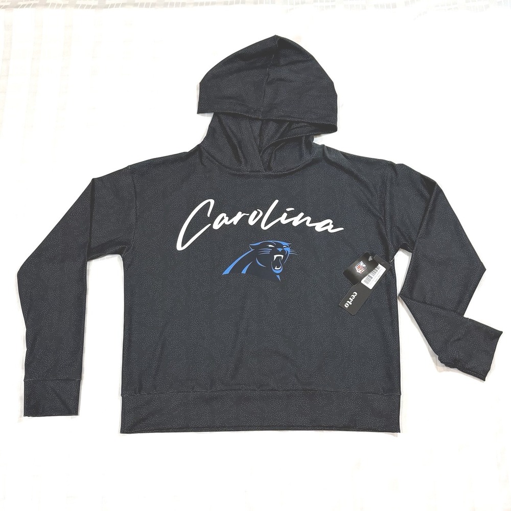 Certo NFL Carolina Panthers Hoodie Womens XL Black NWT Athleisure Pullover